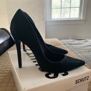 SCHUTZ black suede heels size 7.5
